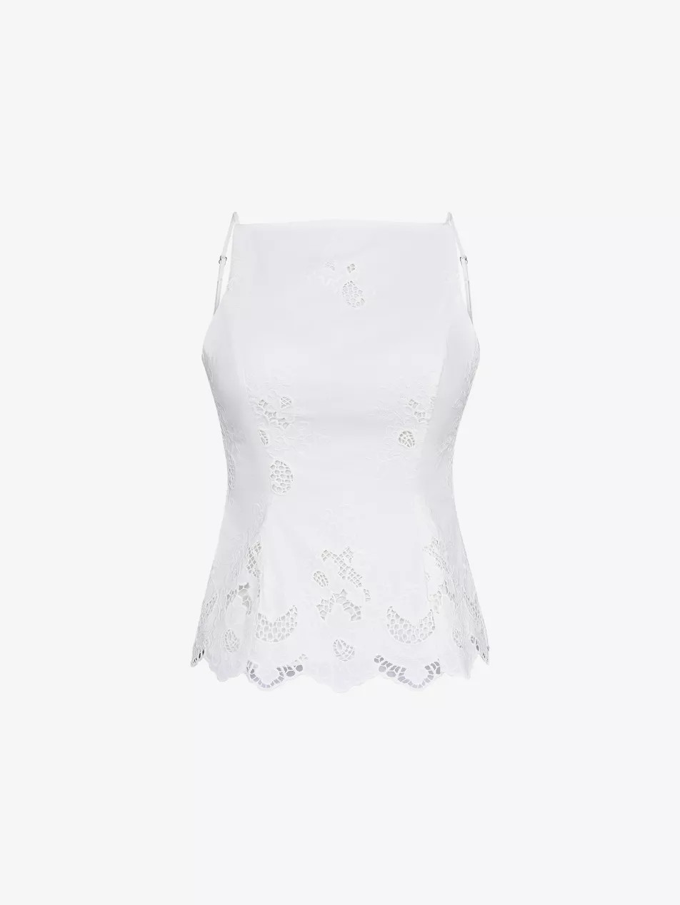 Nolia Bow-Back Broderie Cotton Top | Selfridges