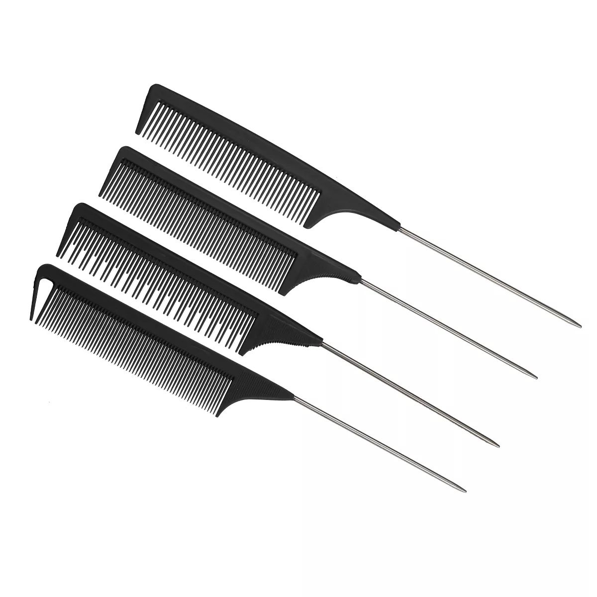 Unique Bargains 4 Pcs Tail Comb for Home Use, Styling Comb, Steel Handle Hair Combs Black | Target