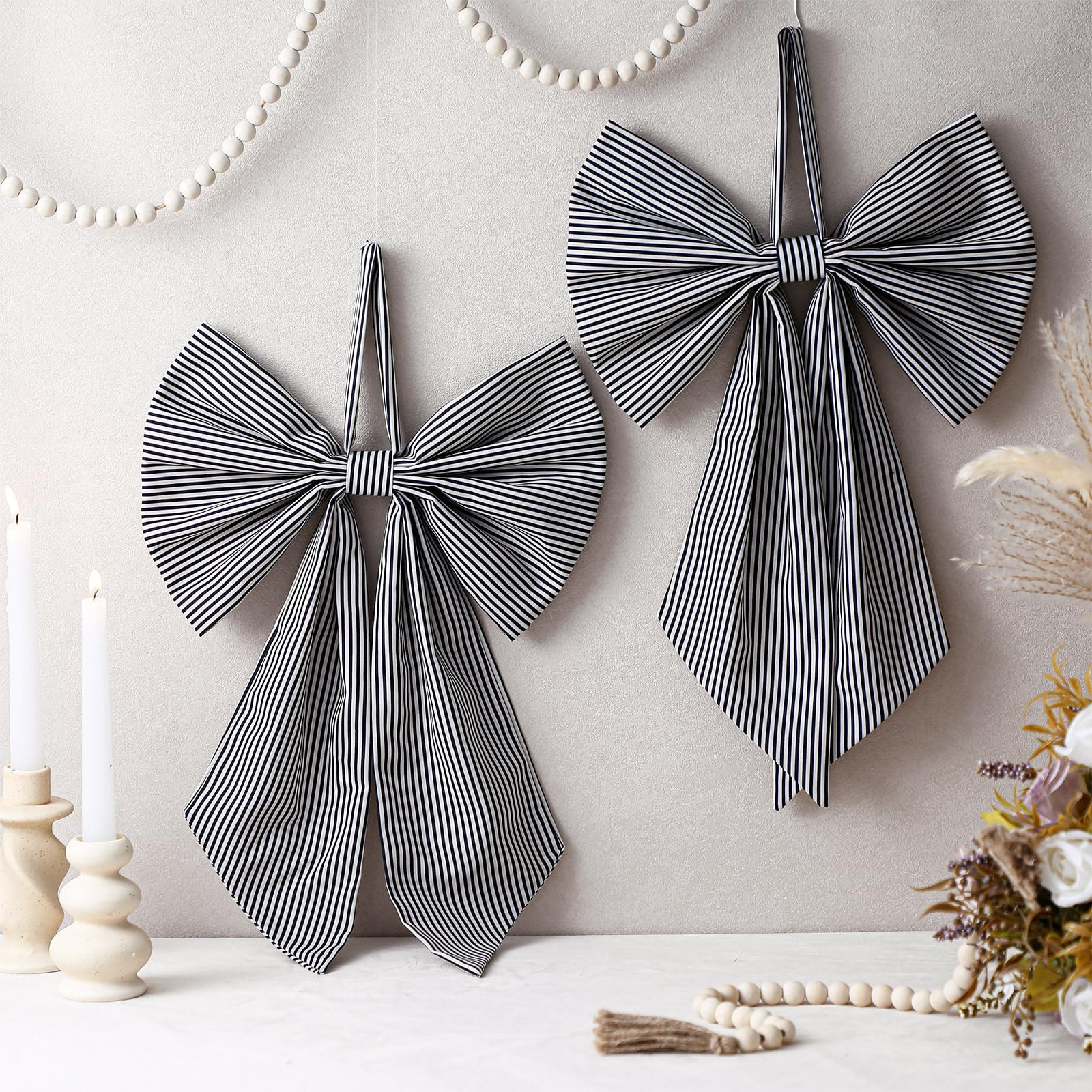 2 Pcs Wreath Bow Front Door Hanger Cute Bow Wreath Accessories Xmas Party Yard Doorway Indoor Out... | Amazon (US)