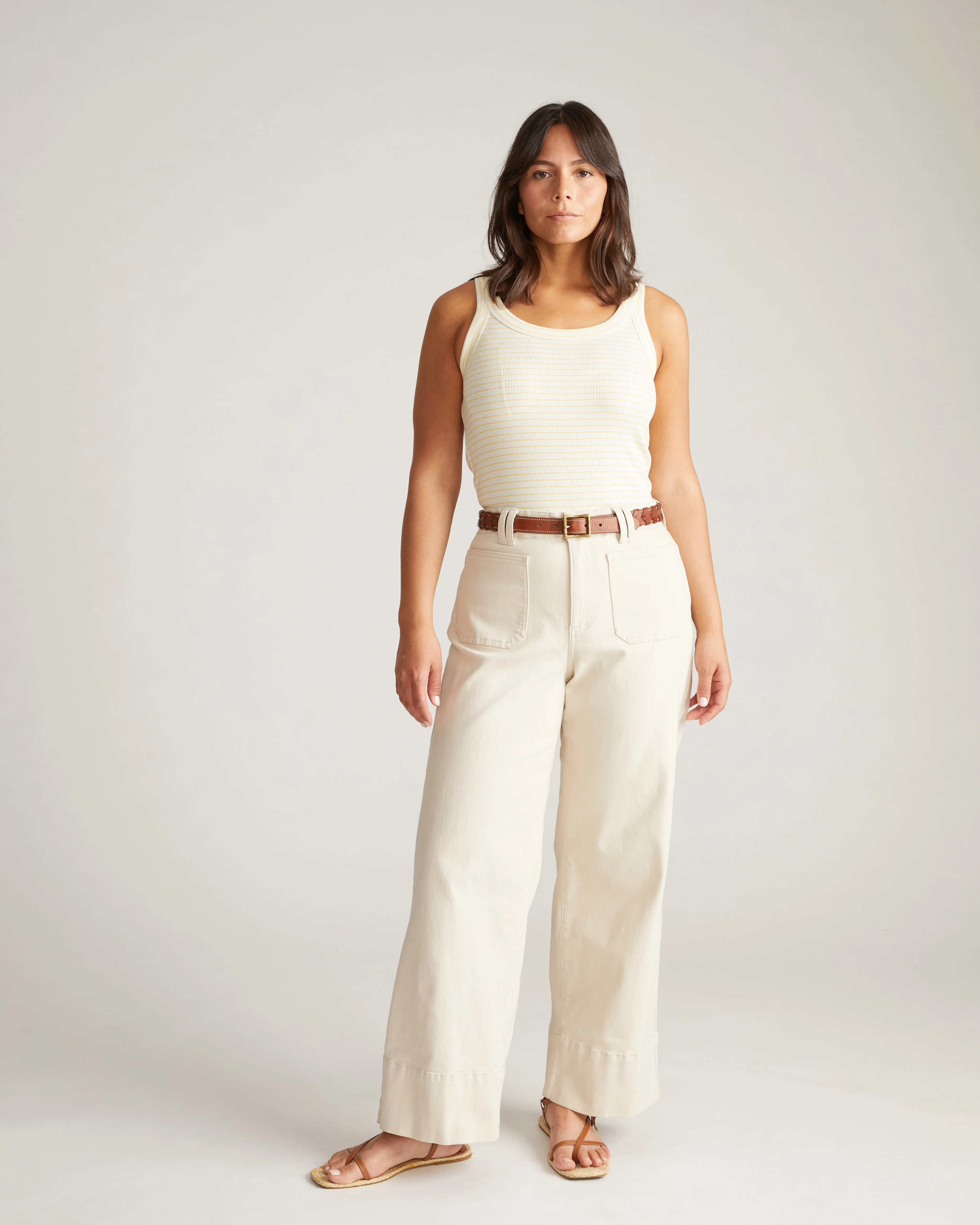 Roitfeld Ribbed Tank - Yellow Microstripe | Universal Standard