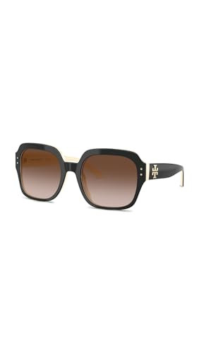 Tory Burch TY 7143U 198813 Black/Ivory Plastic Square Sunglasses Brown Gradient Lens | Amazon (US)