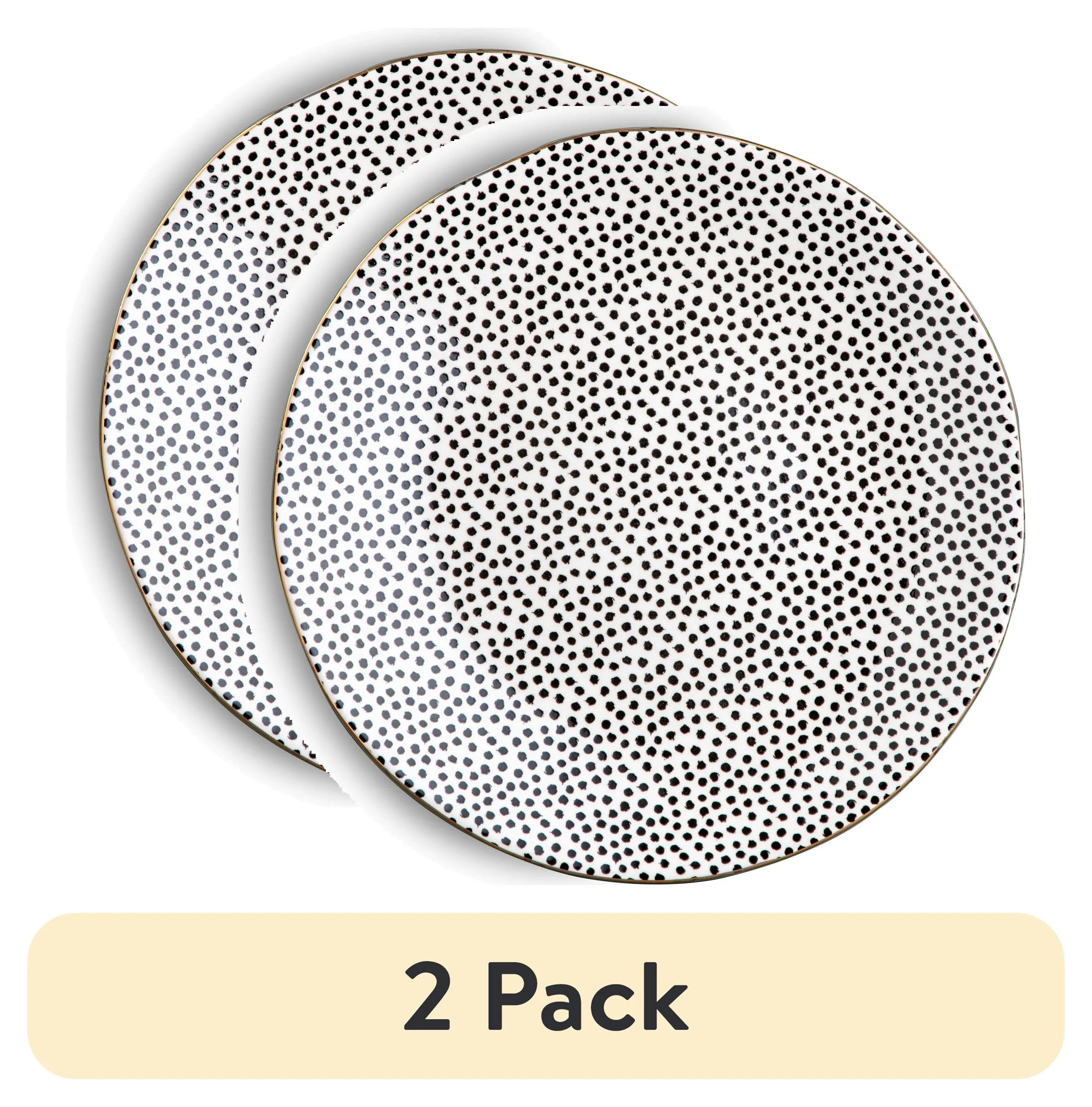 (2 pack) Thyme & Table Dot Ceramic Dinner Plate Black and White | Walmart (US)