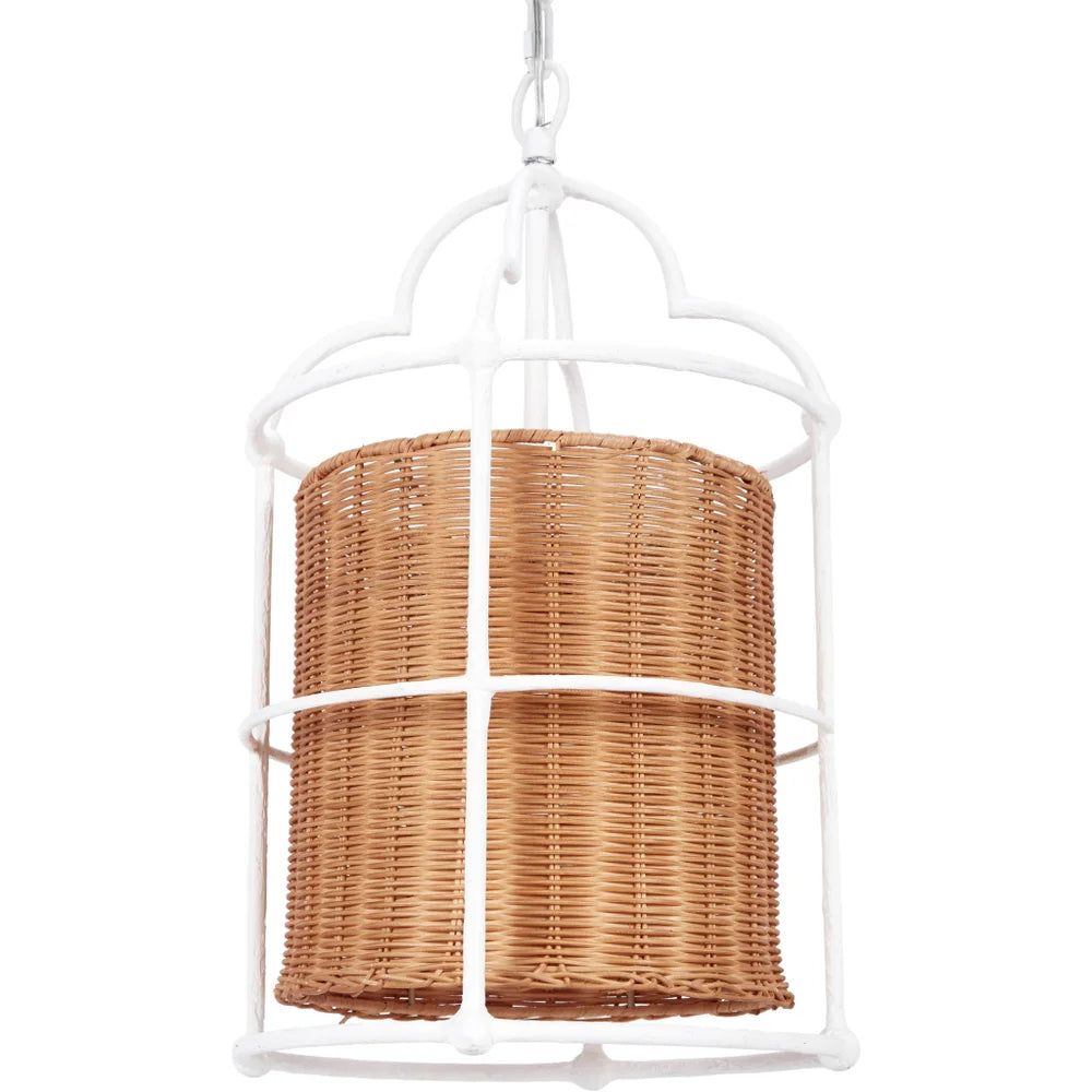 Jess White Gesso Pendant with Rattan Shade | Mintwood Home