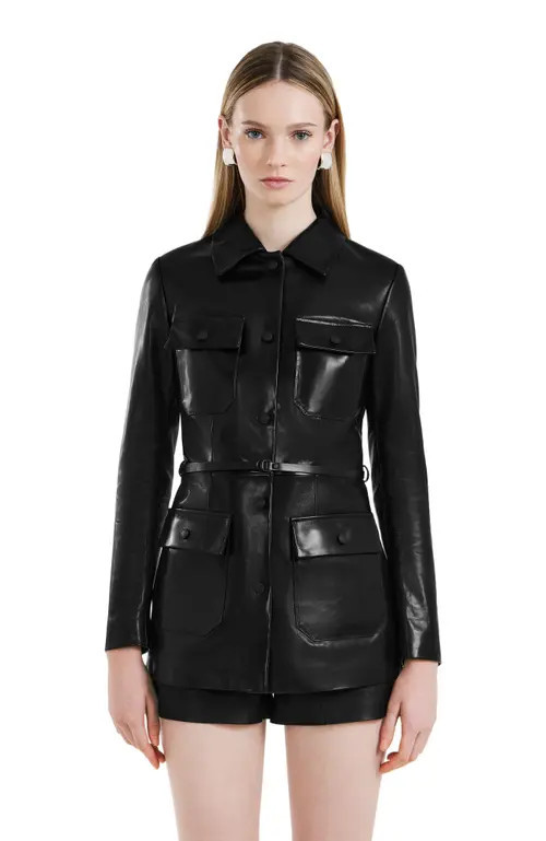 Rudsak DANICA WOMEN'S GLOSSY LEATHER JACKET in Black at Nordstrom, Size Small | Nordstrom