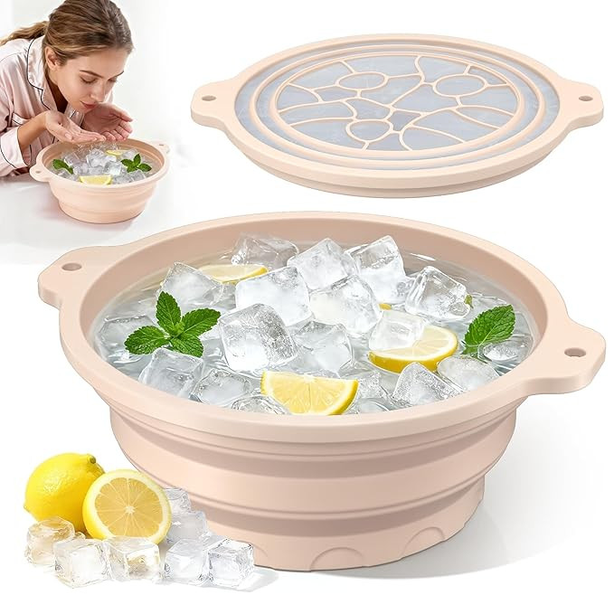 Face Ice Bath Bowl with Built-in Ice Tray for Cold Therapy, Collapsible Silicone Face Bowl for Ic... | Amazon (US)