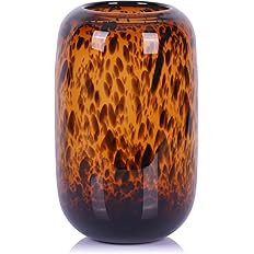 Amber Vase,Brown Glass Vase,Round Art Vase,Modern Clear Glass Vase,Decorative Bottles for Home De... | Amazon (US)