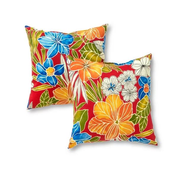 Greendale Home Fashions Aloha Red 17" Square Outdoor Throw Pillow (Set of 2) | Walmart (US)