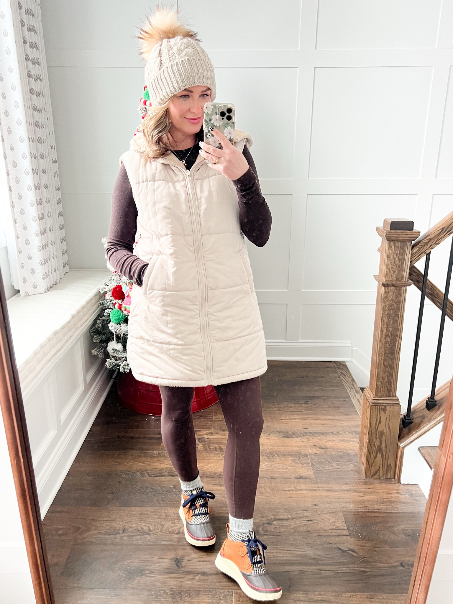 Winter outfit on repeat! I wore this Amazon vest all last winter and I’ve been wearing it a ton again this winter! Color is light khaki and wearing size medium. Linking the rest too! 

#LTKShoeCrush #LTKActive #LTKOver40