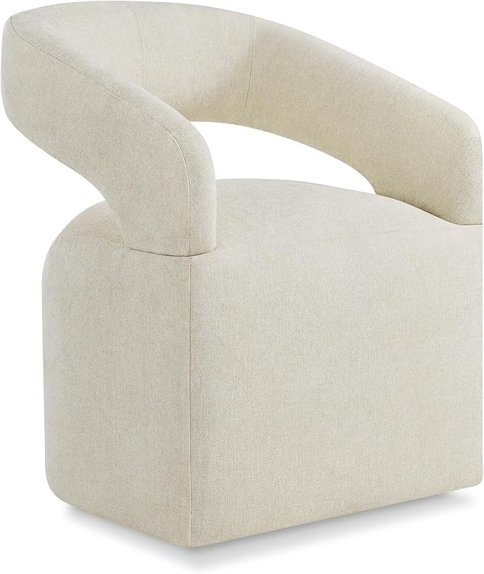 Upholstered Dining Chairs with Casters, Modern Barrel Side Armchair with Rollers for Dining Room,... | Amazon (US)