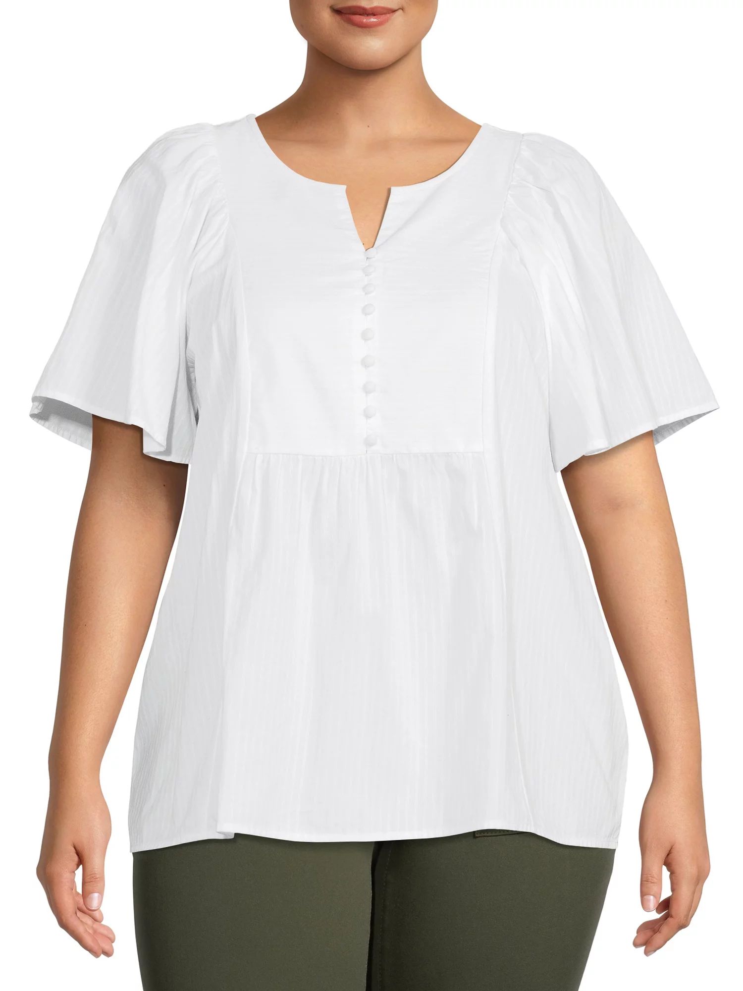 Terra & Sky Women's Plus Size Peplum Woven Top | Walmart (US)
