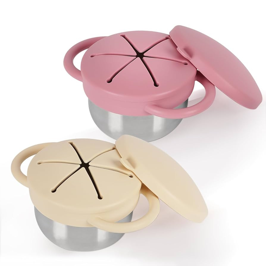 2 Pack 304 Stainless Steel Snack Cups for Toddlers, Toddler Snack Containers with Spill-Proof Sil... | Amazon (US)