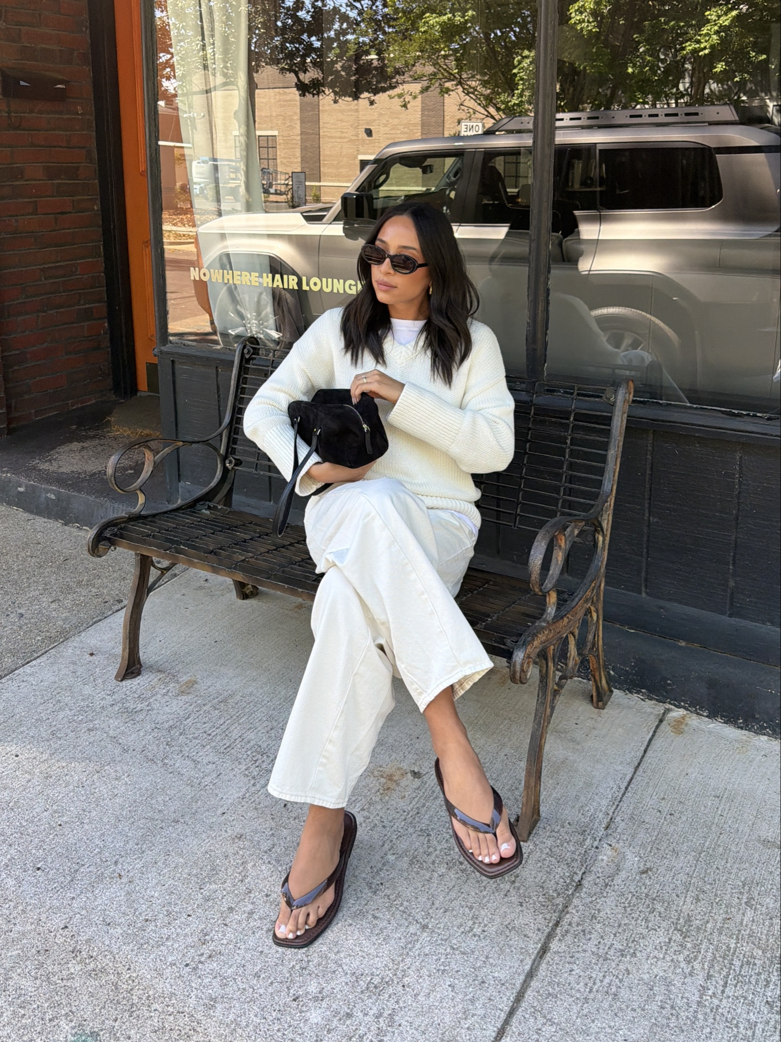 Casual spring outfit for lunch and errands today! Size S in cotton sweater, S in oversized tee, 28 in jeans (sized up for a more relaxed fit) 

#LTKmomlife #LTKootd #LTKSeasonal