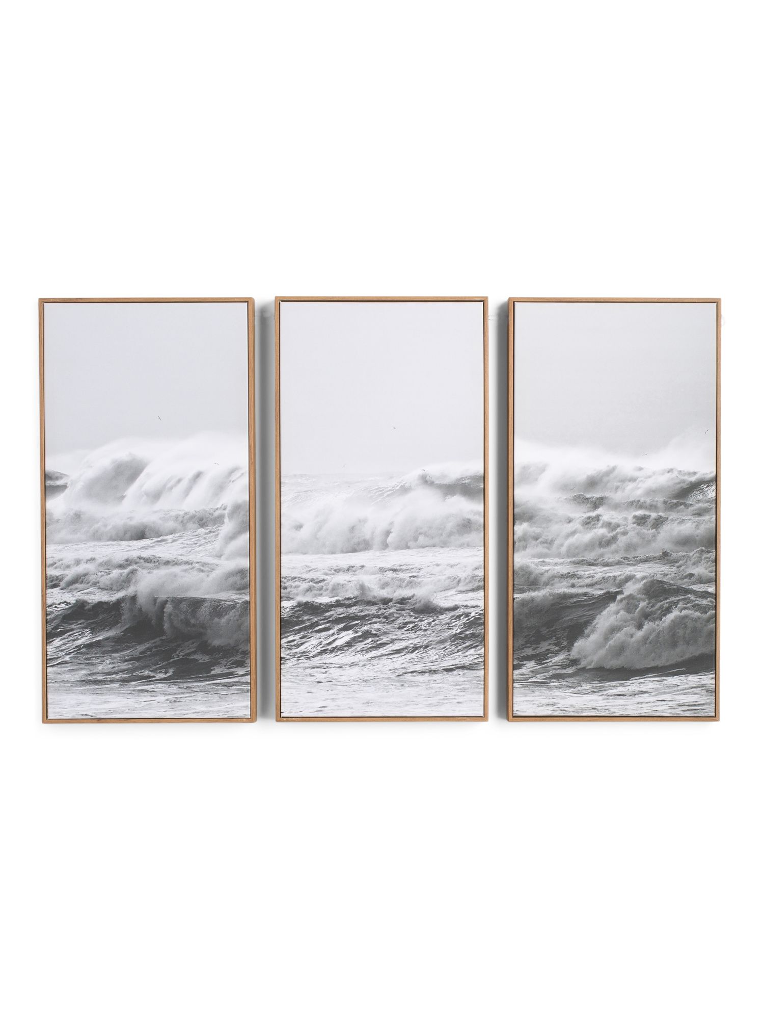 14x28 3pc Rolling Sea Framed Canvas Wall Art Set | TJ Maxx