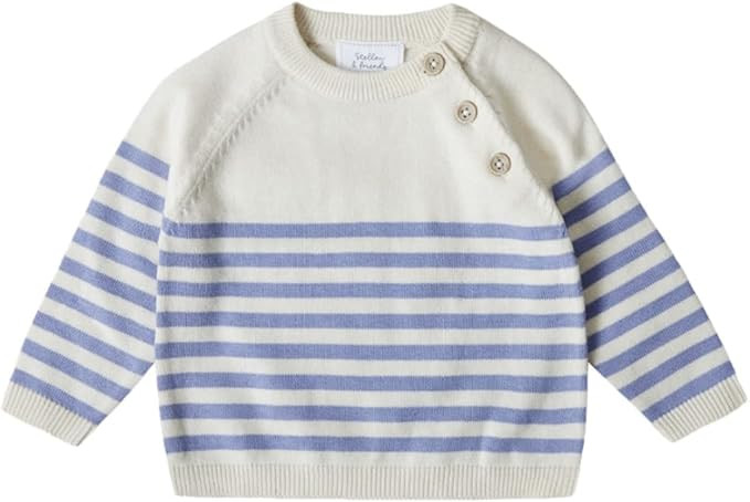 Stellou & friends 100% Cotton Knit Striped Baby Toddler Boys Girls Long Sleeve Sweater (Birth - 4... | Amazon (US)