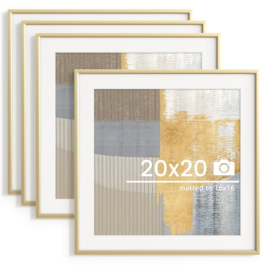 20x20 inch Metal Picture Frame - Thin Aluminum Square Photo Frames with 16x16 Removable Mat - Hig... | Amazon (US)