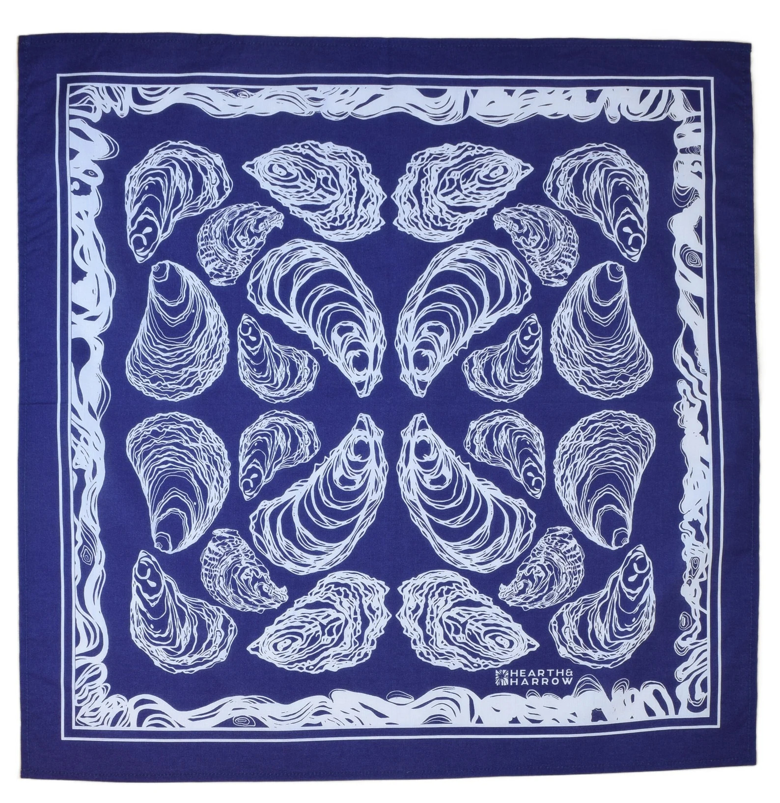 Navy Blue Oyster Bandana: Soft 100% Cotton Handkerchief  Hand Screen Printed Nautical Hair Scarf | Etsy (Global)