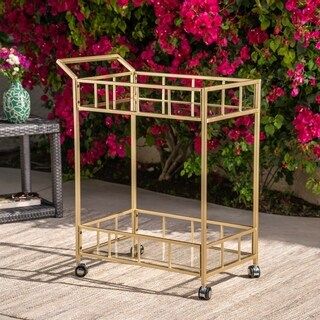 Varadero Outdoor Industrial Modern Bar Cart by Christopher Knight Home (Gold) | Bed Bath & Beyond