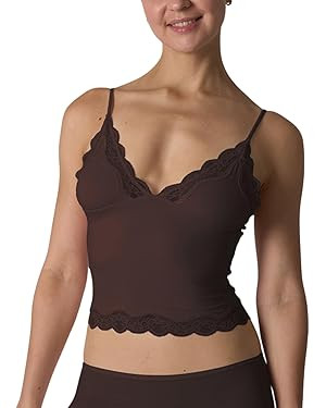 Womens Lace Spaghetti Strap Tank Top Sexy Deep V Neck Adjustable Camisole Tops for Women | Amazon (US)