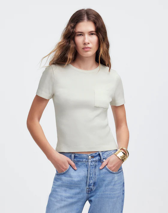 Garment-Dyed Ribbed Crewneck Pocket Tee | Madewell | Madewell