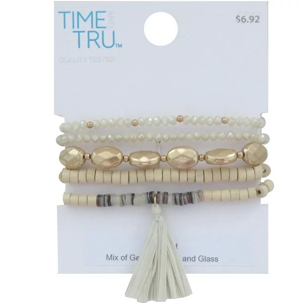 Time And Tru Eb Neutral 5pc W/tassel Stretch Bracelet - Walmart.com | Walmart (US)