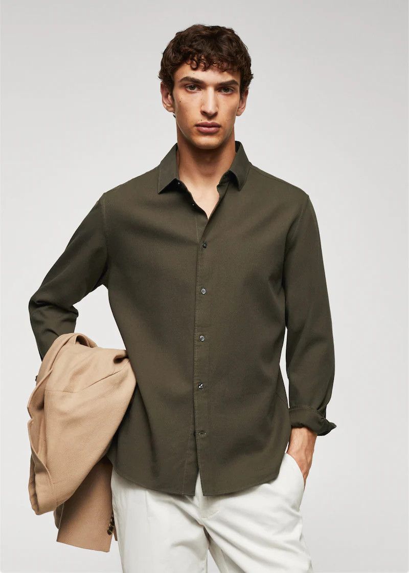 Slim fit cotton structured shirt | MANGO (US)