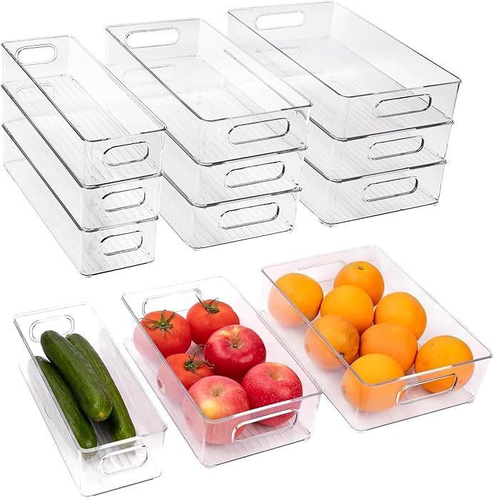 9 Pack Refrigerator Organizer Bins,3 Sizes Clear Pantry Storage with Handles for Fridge, Freezer,... | Amazon (US)