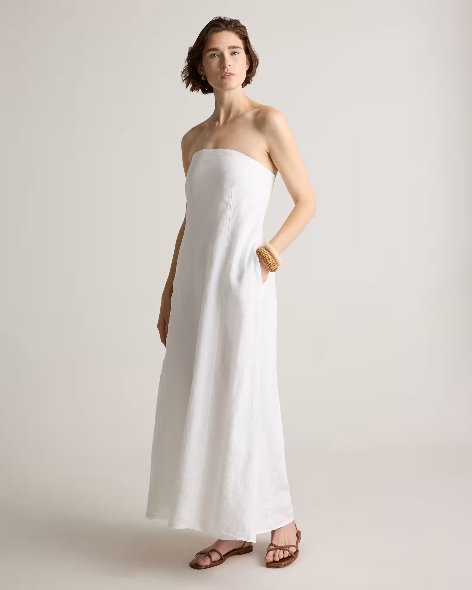 100% European Linen Strapless Maxi Dress | Quince