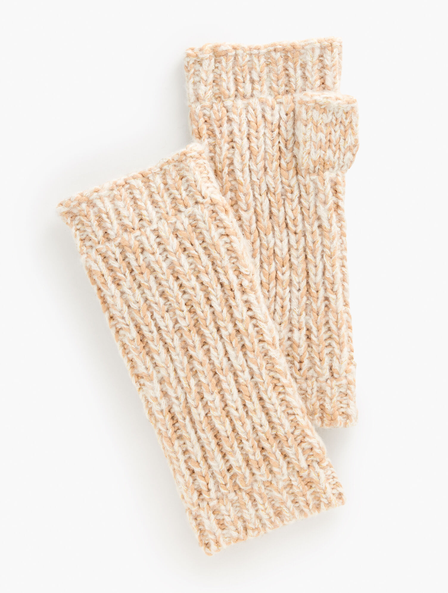 Shaker Stitch Fingerless Gloves - Metallic Marl | Talbots