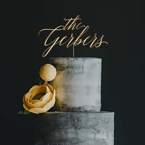 Gold Wedding Cake Topper by Rawkrft - Gold, Silver, Rose Gold or Natural Wood - Customize Your Ow... | Etsy (US)