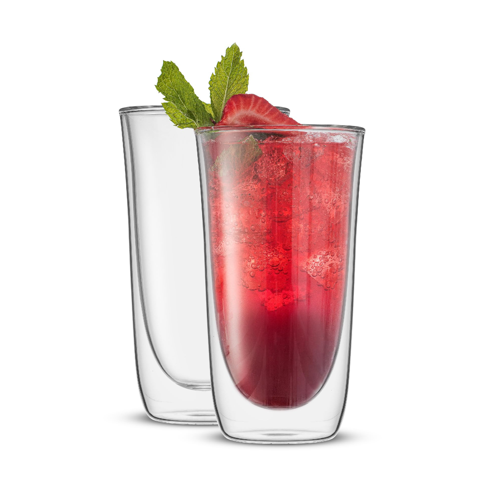 JoyJolt Spike Double Wall Glasses, Cocktail Beer Drinkware Glass Set of 2 - double walled glass 1... | Amazon (US)