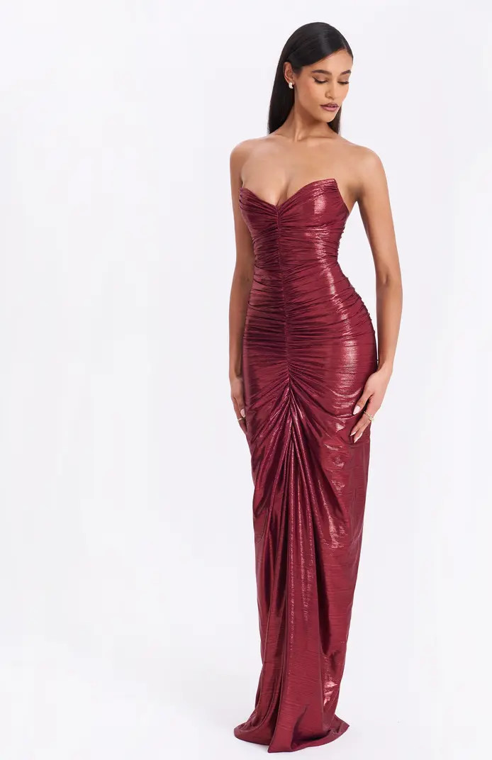 Sabble Long Mermaid Ruched Glitter Evening Gown | Nordstrom