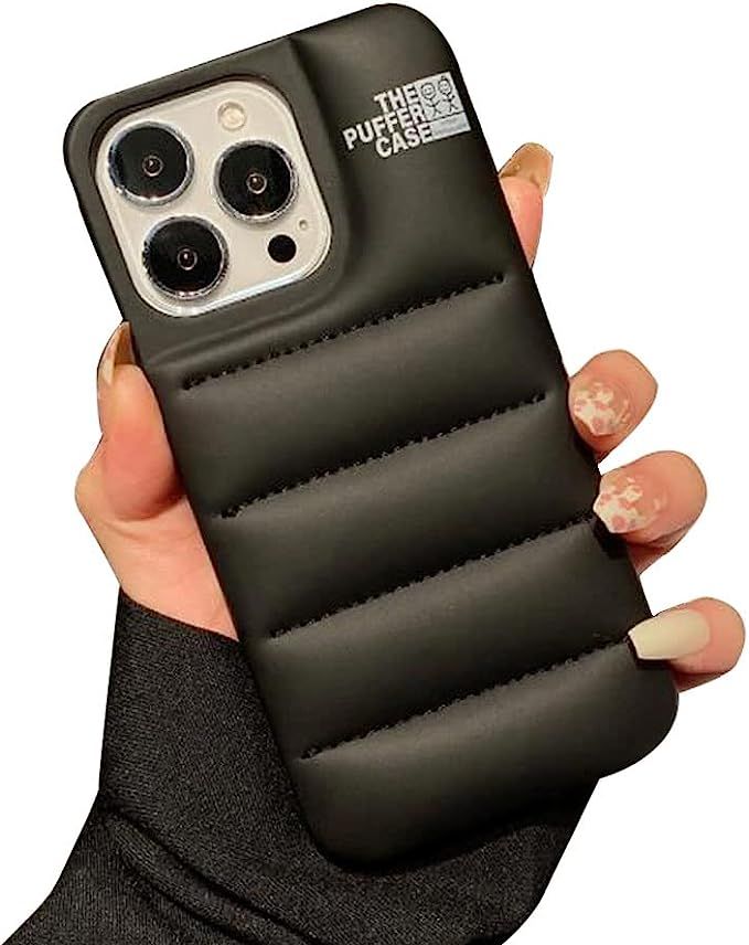 Amazon.com: SECOWEL Black Puffer Case Compatible with iPhone 13 Case, Soft Touch Puffer Jacket Ma... | Amazon (US)