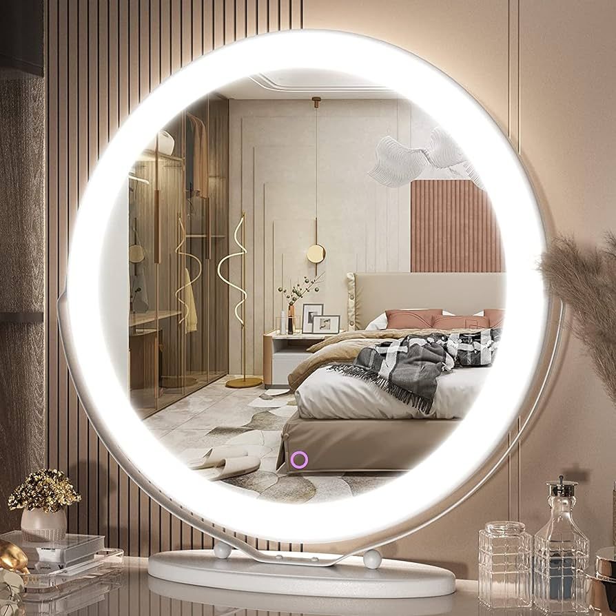 Vierose 20 inch Large Vanity Makeup Mirror with Lights, 3 Color Lighting Modes | Round Lighted Up... | Amazon (US)