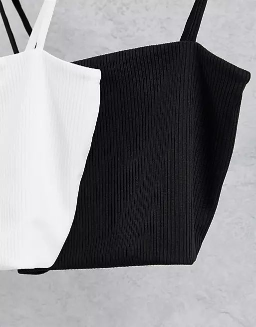 Monki Alissa recycled 2 pack cami crop top in black and white | ASOS (Global)