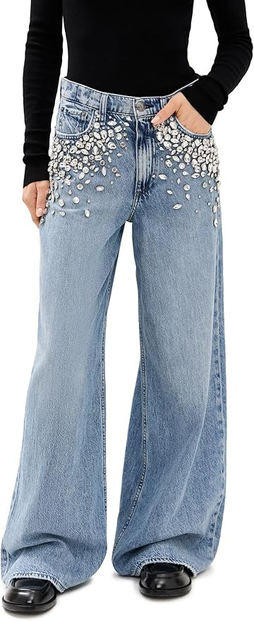 rag & bone Women's Featherweight Sofie High-Rise Full Length Wide Jeans | Amazon (US)