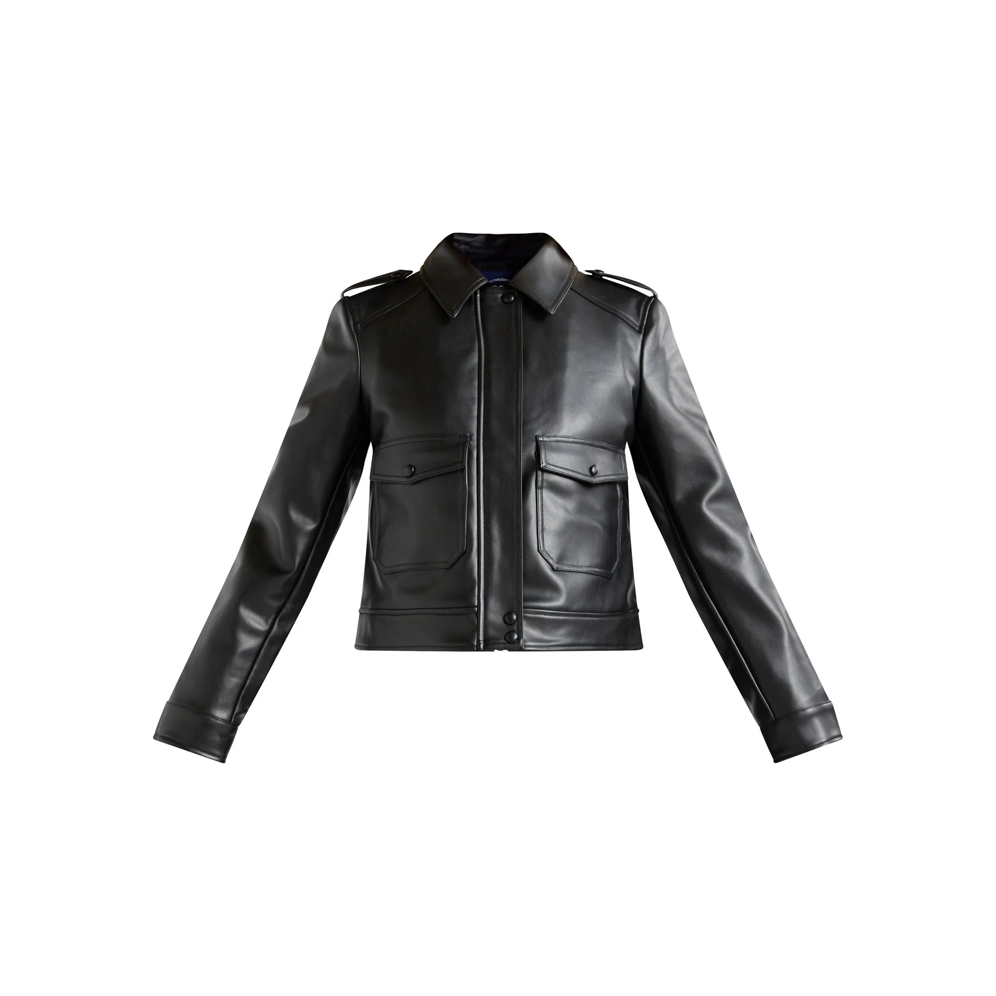Scoop Women's and Women's Plus Faux Leather Cargo Pocket Jacket, Sizes XS-4X - Walmart.com | Walmart (US)