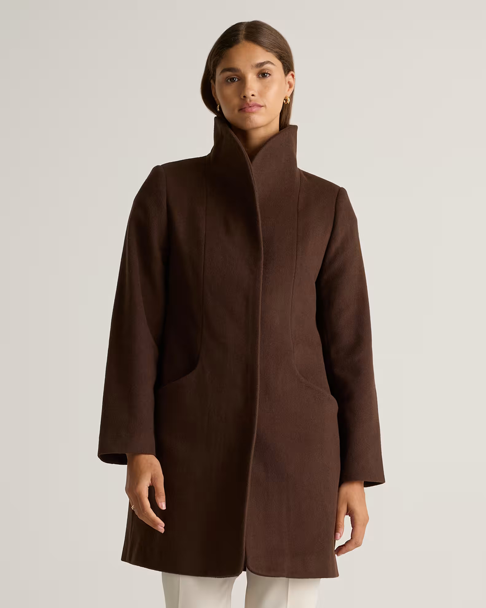 Italian Wool Cocoon Coat in Dark Chocolate | Quince