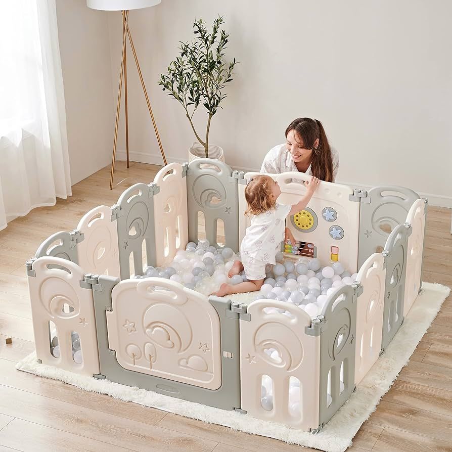 Fortella Cloud Castle Foldable Playpen, Baby Safety Play Yard with Whiteboard and Activity Wall, ... | Amazon (US)