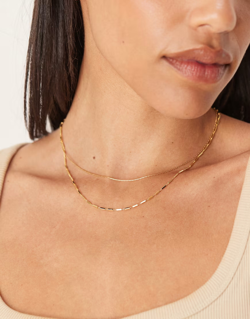 ASOS DESIGN 14k gold plated multi-row necklace | ASOS (Global)