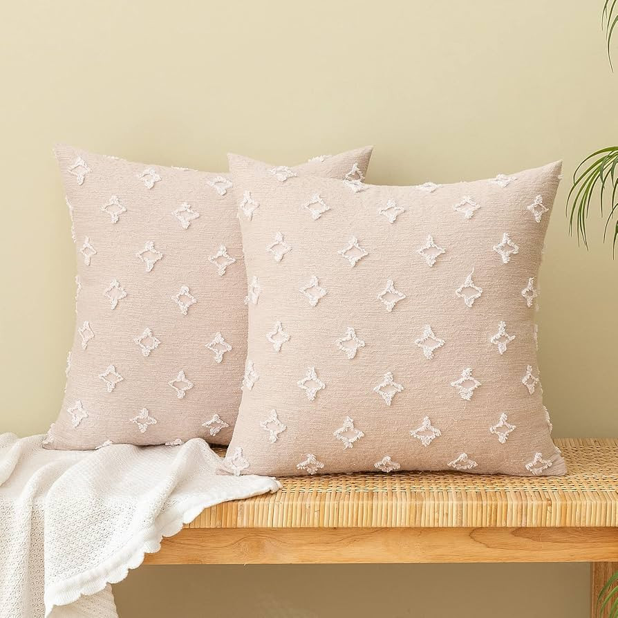 EMEMA Decorative Throw Pillow Covers Rhombic Jacquard Pillowcase Cushion Case Square for Couch So... | Amazon (US)