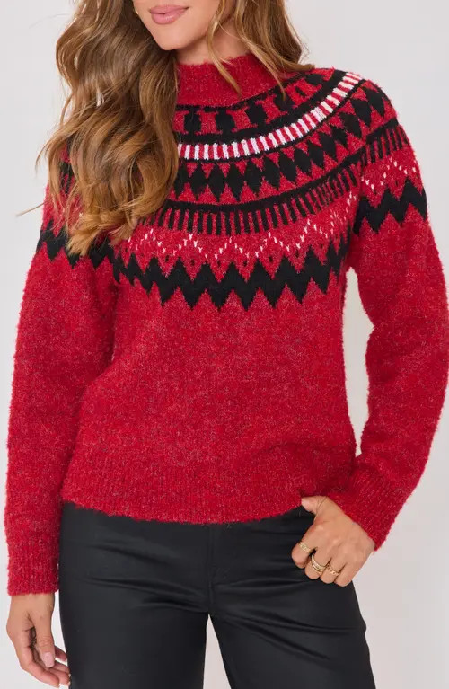 VICI Collection Aprés Ski Fair Isle Mock Neck Sweater in Red at Nordstrom, Size X-Small | Nordstrom