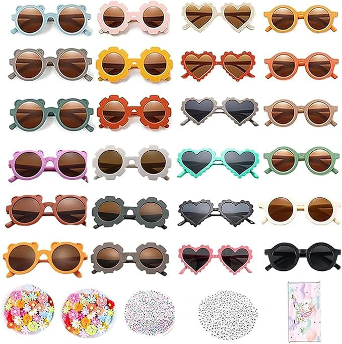 8/24 Pairs Kids Sunglasses DIY Kit Retro Flower Sunglasses Glasses Bulk Outdoor Eyewear for Toddl... | Amazon (US)