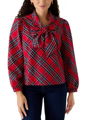 Petite Long Sleeve Bow Top | Belk