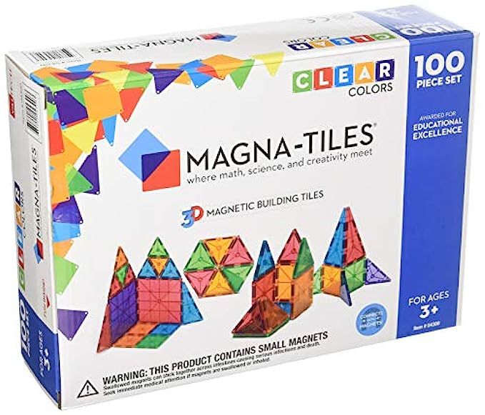 Magna-Tiles 100-Piece Clear Colors Set – The Original, Award-Winning Magnetic Building Tiles – Creat | Amazon (US)