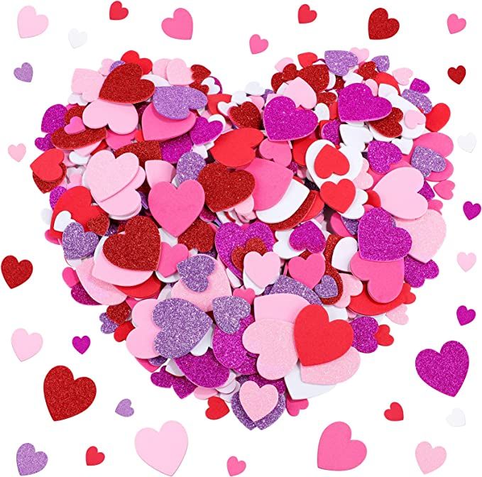 Fovths 600 Pieces Heart Foam Stickers Decorative Valentine's Day Stickers Assorted Colors Self-Ad... | Amazon (US)