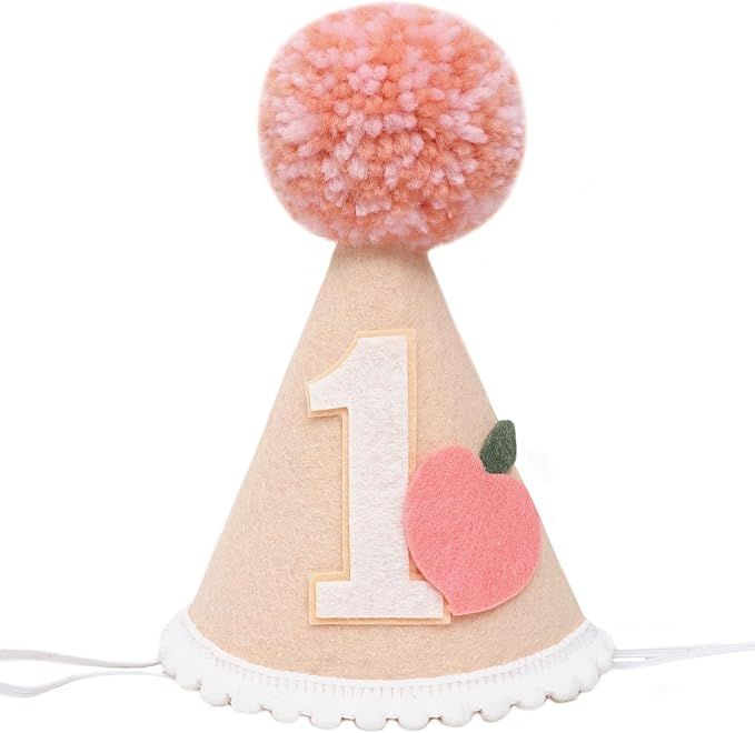 WAOUH Peach 1st Birthday Hat - Peach 1st Birthday Party Decorations,Girl First Crown Outfit,Sweet... | Amazon (US)