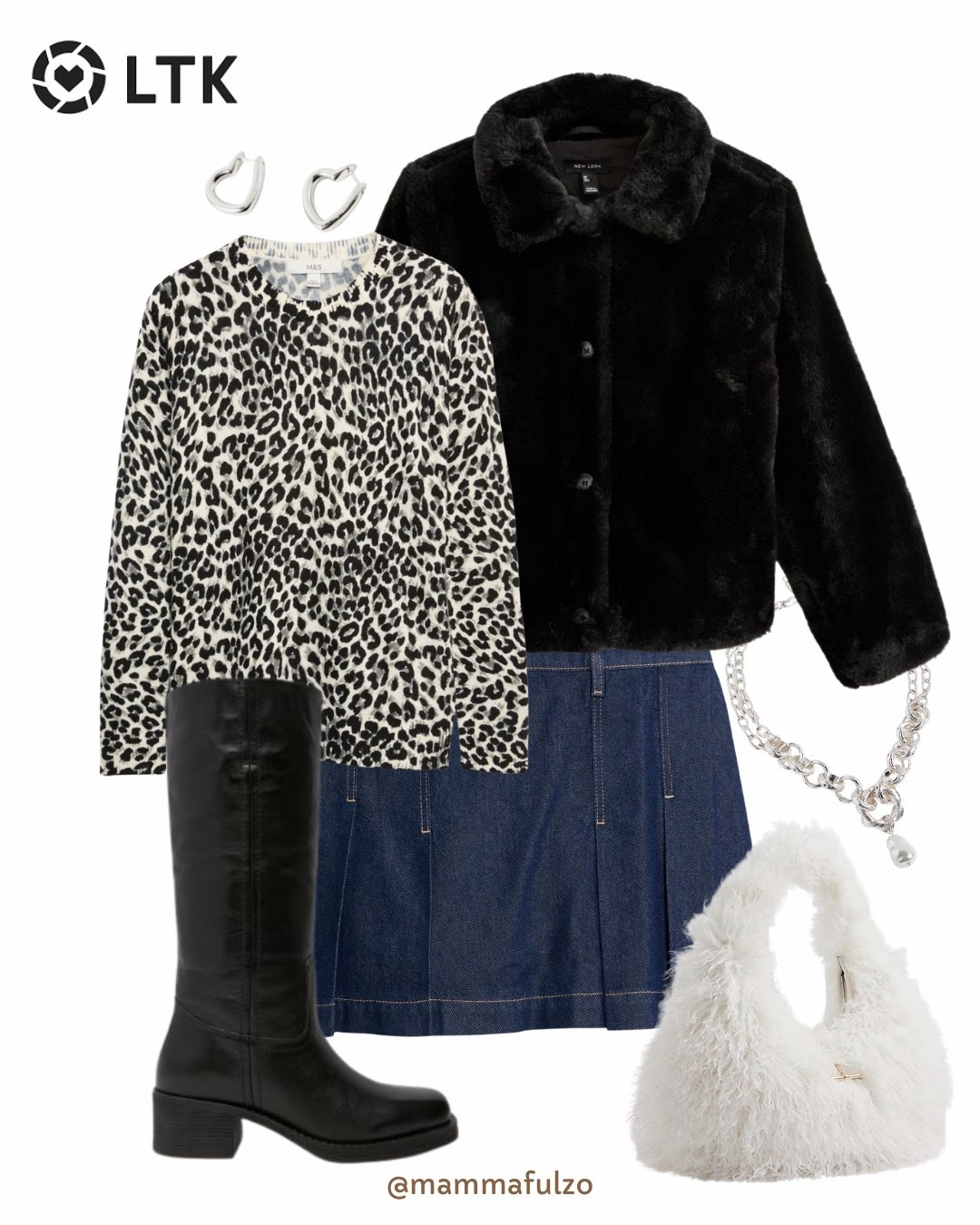 Faux Fur & Animal Print 🐾🖤🤍

Faux fur jacket, faux fur bag, silver jewellery, black faux fur coat, leopard print sweater, knee high boots, chunky boots, date night outfit, mini skirt, denim mini skirt. 

#LTKdatenight #LTKautumn #LTKuk