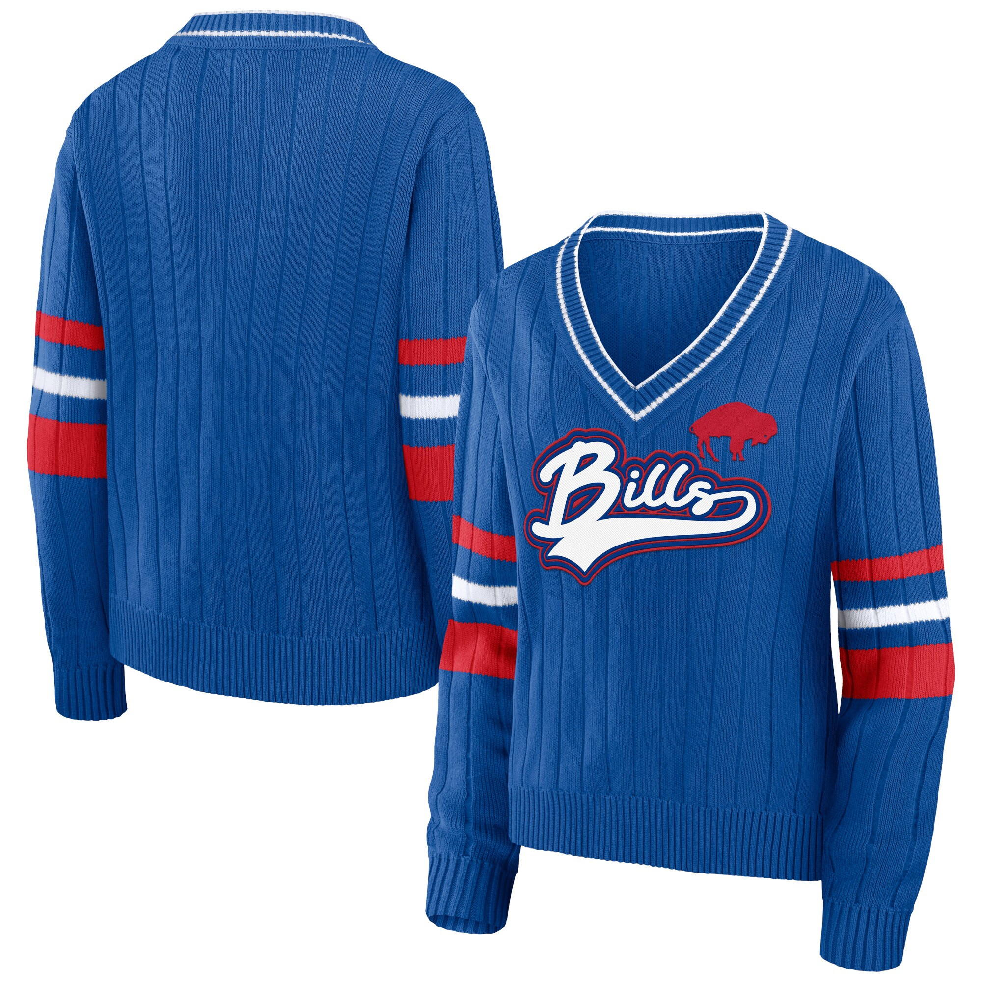 Buffalo Bills WEAR by Erin Andrews Women's Throwback V-Neck Sweater - Royal | Fanatics