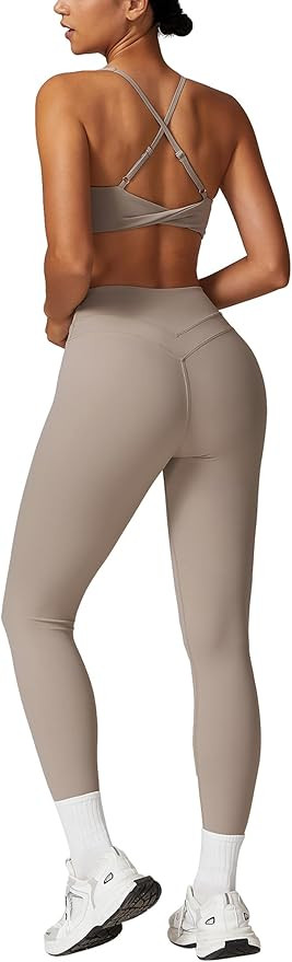 Womens Workout Sets Adjustable Straps Sports Bras and High Waist Leggings Sets Pilates 2 Piece Ou... | Amazon (US)