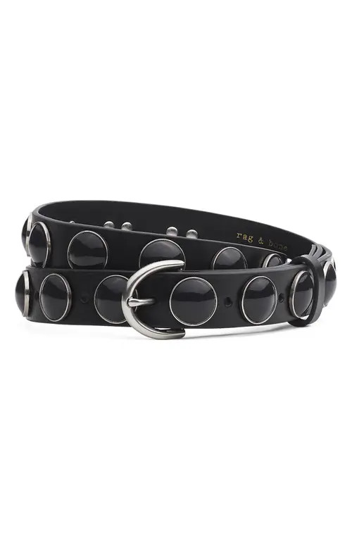 rag & bone Cabochon Studded Leather Belt in Black at Nordstrom, Size Large | Nordstrom